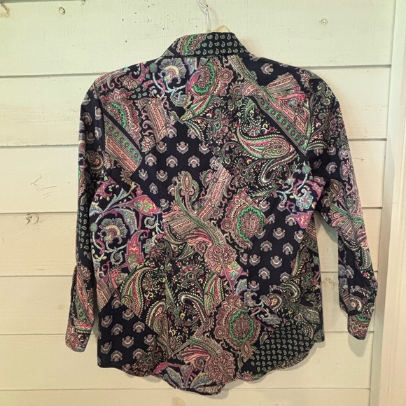 Lauren Ralph Lauren Non Iron Vibrant Paisley Blouse in size XS - Picture 8 of 10